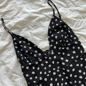 Black and white pattern midi dress